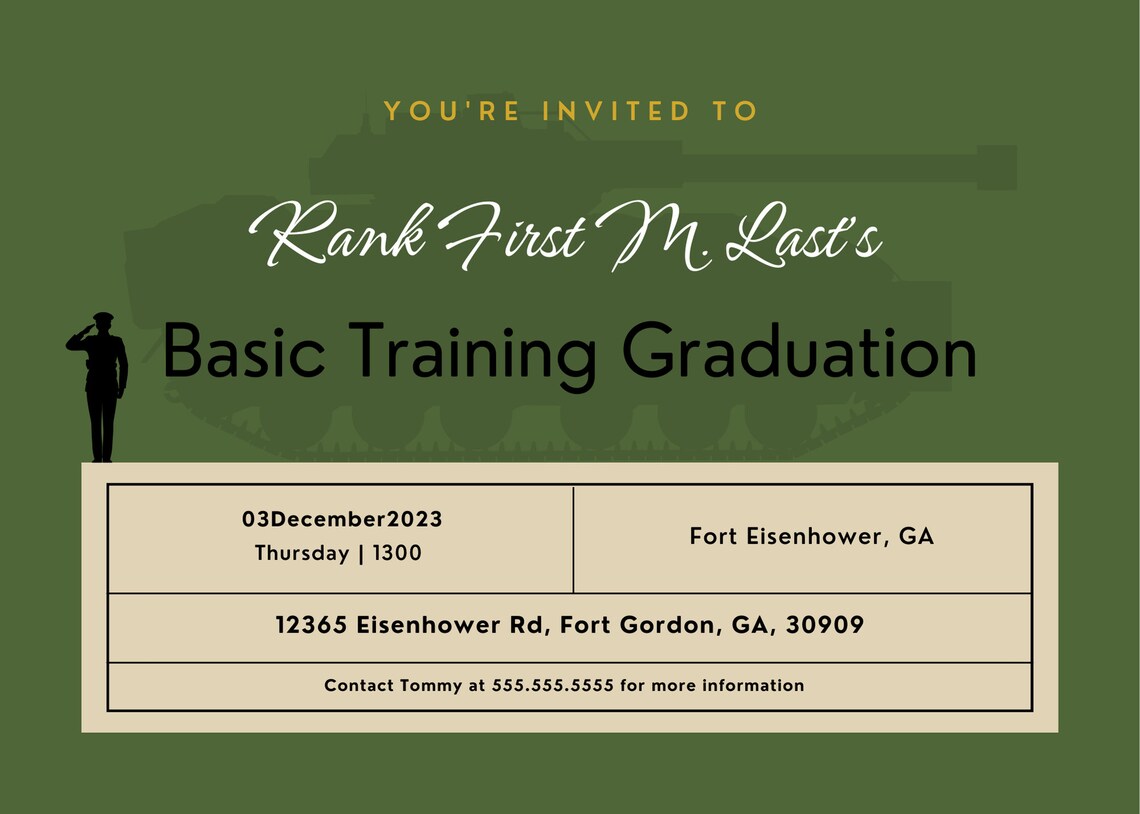 Military Green Basic Training Graduation Invitation | E-vites | Digital ...