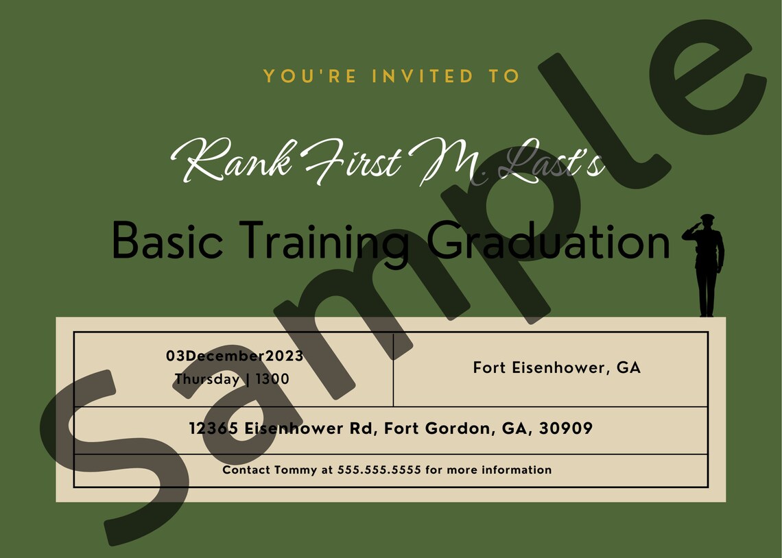 Military Green Basic Training Graduation Invitation | E-vites | Digital ...