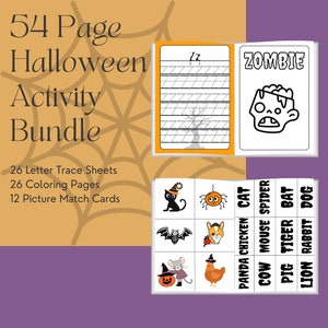 Halloween Word Practice, Coloring, & Matching Game | Homeschool Teaching | Halloween Printables For Teachers | Halloween Teaching Fun
