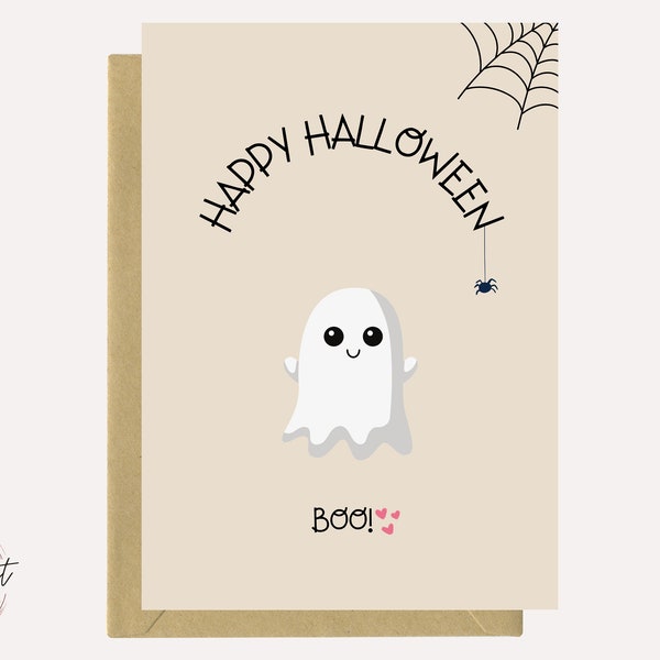 Cute Halloween Card / Cute Ghost Card / Halloween Cards / Printable Card / Instant Download PDF /