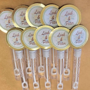 10 Wedding bubbles, Wedding party favors, Personalized bubbles, Send off bubble wands