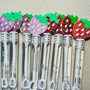 Strawberry bubbles, Birthday party favors, Bubble wands, Strawberry party, Berry 1st birthday
