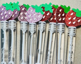 Strawberry bubbles, Birthday party favors, Bubble wands, Strawberry party, Berry 1st birthday