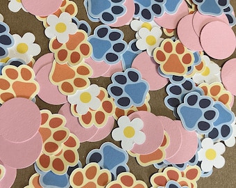 100 girly blue dog table confetti, Dog birthday party decoration, dog themed decor