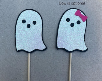Adornos para cupcakes con brillantina de fantasmas, Halloween, fiesta de cumpleaños, decoración