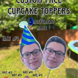 Custom face cupcake topper, Custom head cupcake topper, Birthday party decoration, Bachelors party, Birthday party