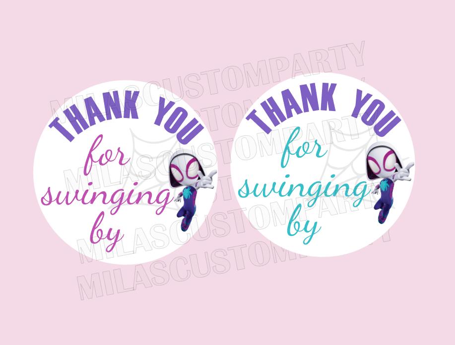 Spider Gwen Thank you stickers/tags, Png files