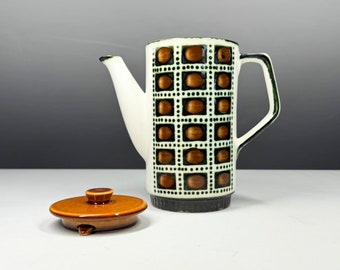 BOCH 1966 Handbemalte Vintage Kaffeekanne / Teekanne Bernadette Collection (#1) Belgien Mid Century Modern Design