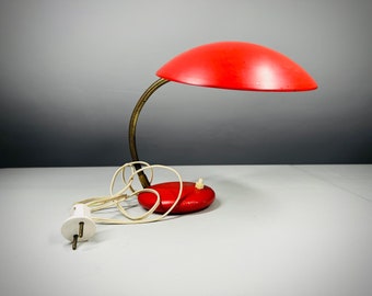 Belle lampe de bureau rouge vintage des années 60 dans le style Bauhaus - Éclairage rétro pour la maison ou le bureau