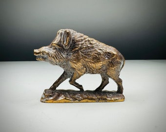 Zeer zeldzaam Antiek Frans Wild Boar Beeldje in Bronze - 1920s