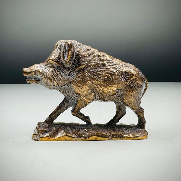 Zeer zeldzaam Antiek Frans Wild Boar Beeldje in Bronze - 1920s