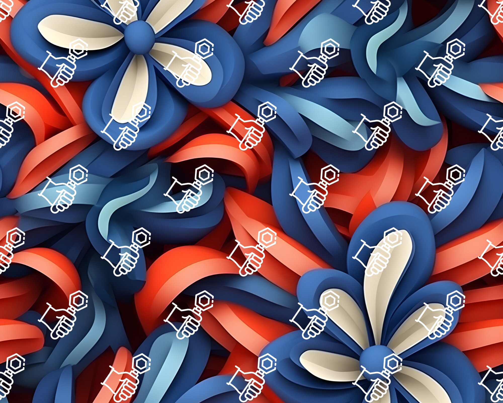 10 Unique Seamless 3D Flower Patterns: High-resolution JPG, Instant ...