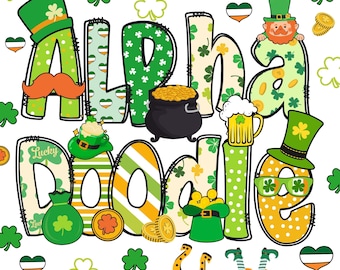 Letras de San Patricio: Alfabeto de trébol (descarga digital PNG)