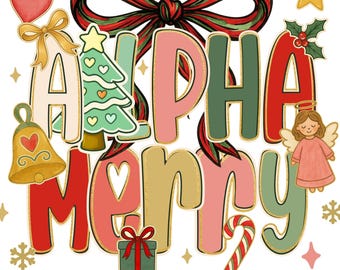 Christmas Coquette Doodle Font, Holiday Clipart (PNG Digital Download)