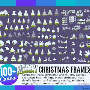 Mega Bundle di cornici natalizie Canva, riempi le tue cornici, trascina e rilascia, modello Canva, cornici Canva, cornici per alberi di Natale, cornice Canva