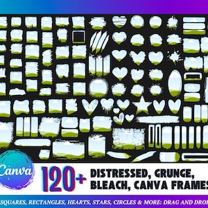 Distressed Grunge Canva Frames Bundle: Editable Photo Templates (Digital Download)