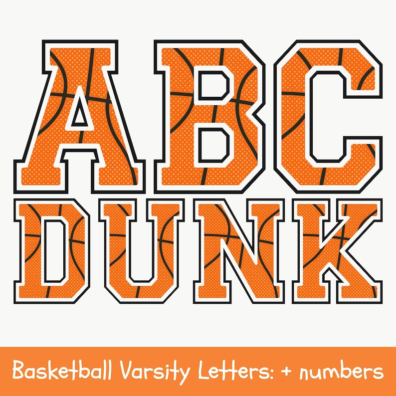 Basketball Varsity Font: Sports Alphabet PNG Bundle (digital Download ...