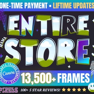 Canva Frames MEGA Bundle 13,500 plus: Alphabet Letters, Design Elements, Editable Template, Drag Drop, (Digital Download, lifetime updates)