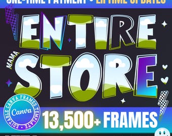 Canva Frames MEGA Bundle 13,500 plus: Alphabet Letters, Design Elements, Editable Template, Drag Drop, (Digital Download, lifetime updates)