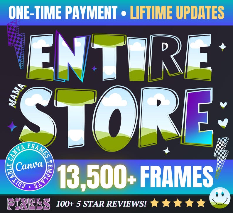 Canva Frames MEGA Bundle 13,500 plus: Alphabet Letters, Design Elements, Editable Template, Drag Drop, (Digital Download, lifetime updates) image 1