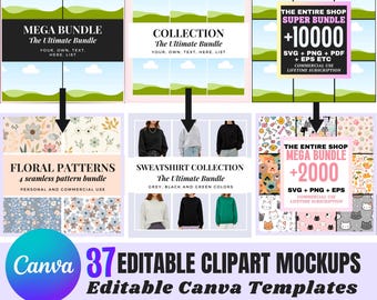 Canva Clipart Mockup-mallar: Dra och släpp listbilder (37 redigerbara)