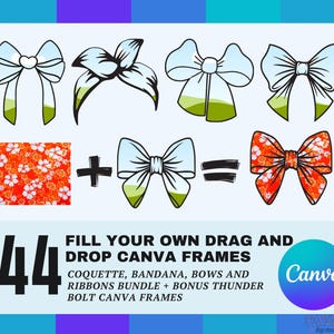 Coquette Bows Canva Frames: Ribbon Template Bundle (Digital Download)