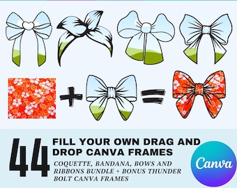 Coquette Bows Canva Frames: Ribbon Template Bundle (Digital Download)
