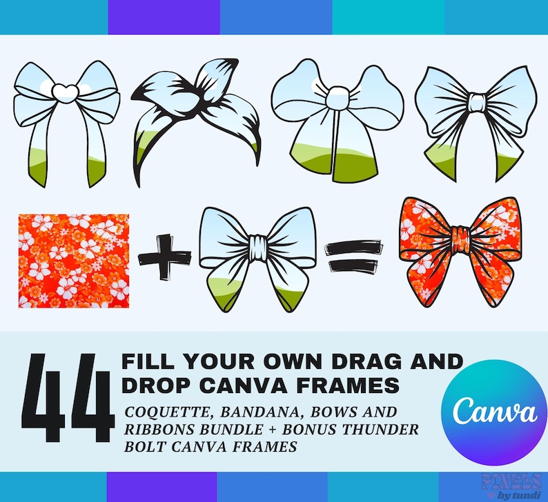 Coquette Bows Canva Frames: Ribbon Template Bundle (digital Download ...