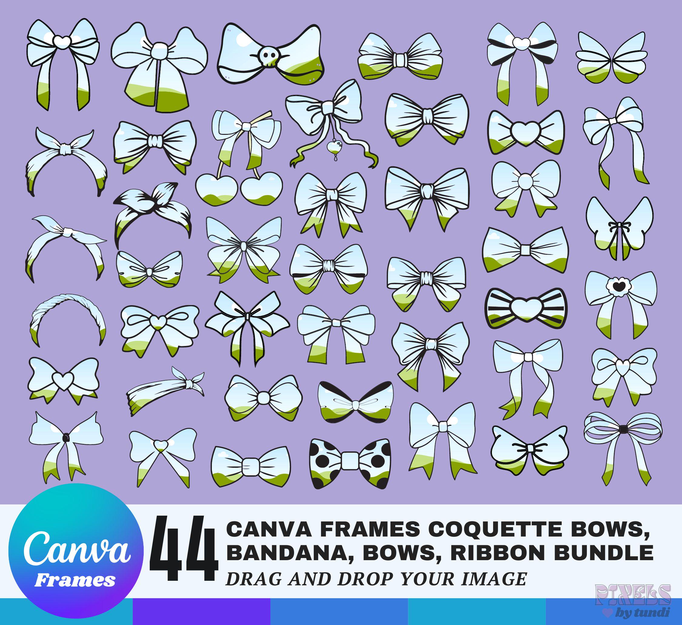 Coquette Bows Canva Frames: Ribbon Template Bundle (digital Download ...