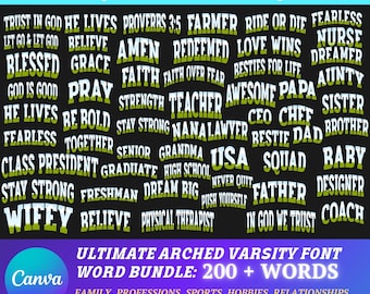 Arched Varsity Words Canva Frames Mega Bundle (Digital Download)