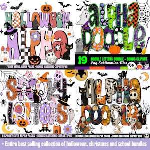 Doodle Alphabet Letters Mega Bundle PNG - Spring Floral, Easter ...
