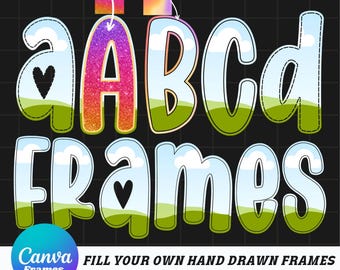 Font Doodle modificabile Canva Frames: modello alfabeto drag & drop (link PDF scaricabile incluso)