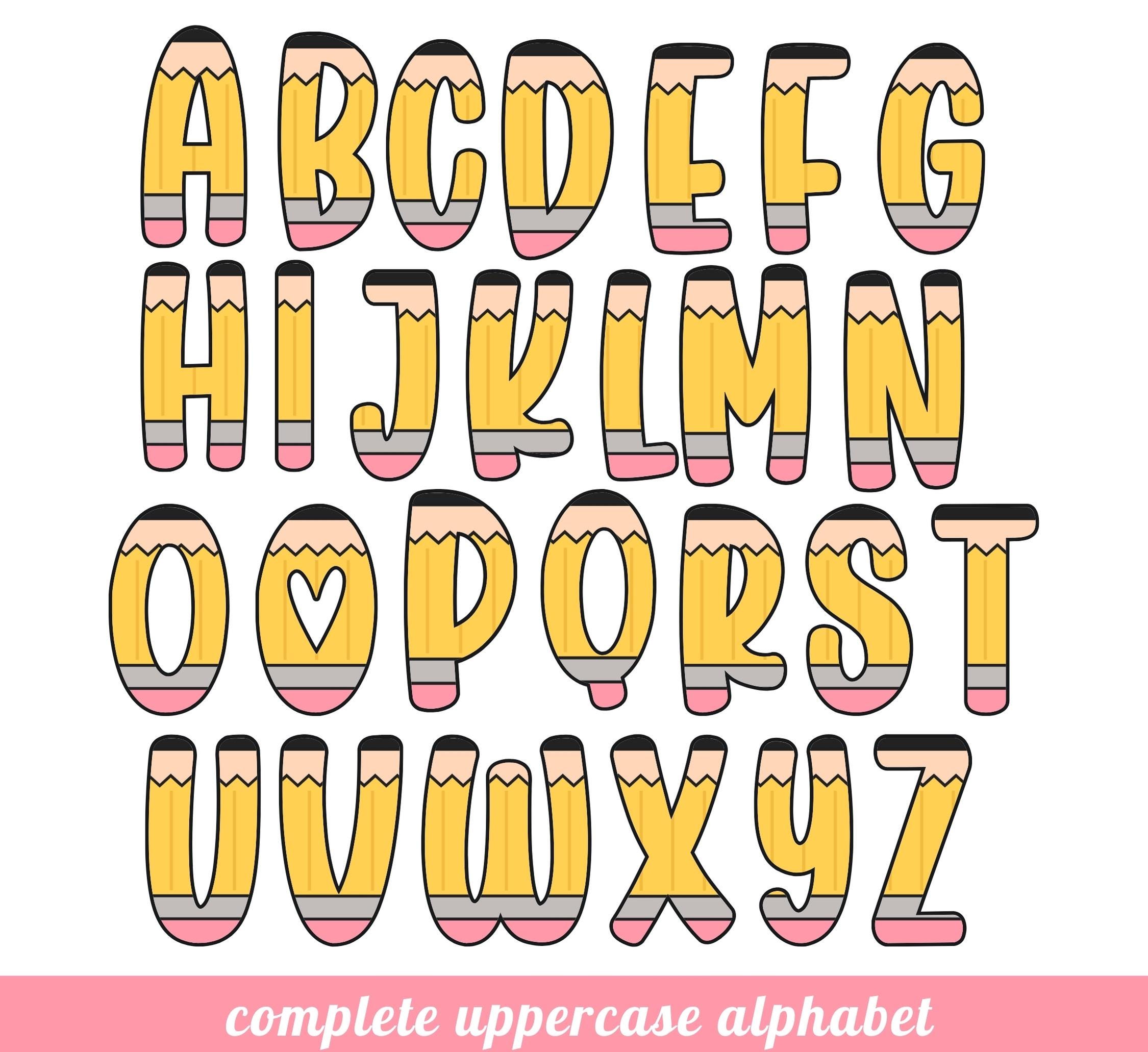 Pencil Doodle Font PNG, School Letters, Numbers, Clipart (digital Download)  - Etsy, image size:2250x2062