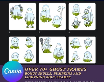 Ghost Canva Frames: Halloween Clipart Templates (70+)