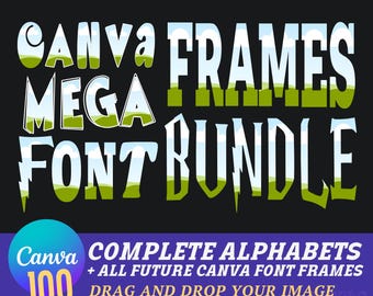 Canva Alphabet Frames Bundle: Doodle, Trendy, Retro Fonts (Digital Download)