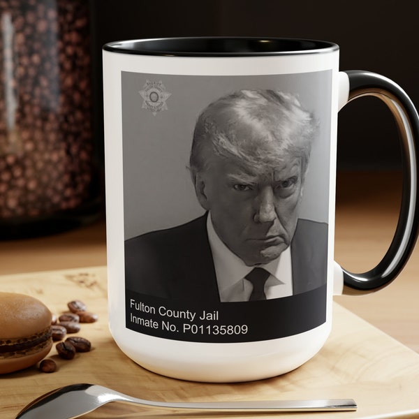 Donald Trump Mugshot Coffee Mug | Large Mug, 15 oz | Trump Mugshot Fulton County, Georgia | Trump Arrested Mug Shot | Trump Booking Photo