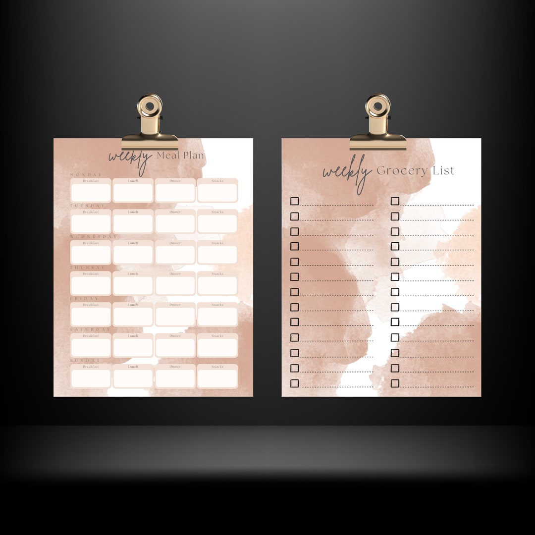 Printable Weekly Meal Planner and Grocery List - Etsy