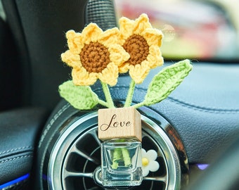 Botella de perfume de girasol ornamento ambientador de aire del coche accesorio del coche decoración del hogar Boho accesorio interior del coche para las mujeres regalo del coche para los amantes