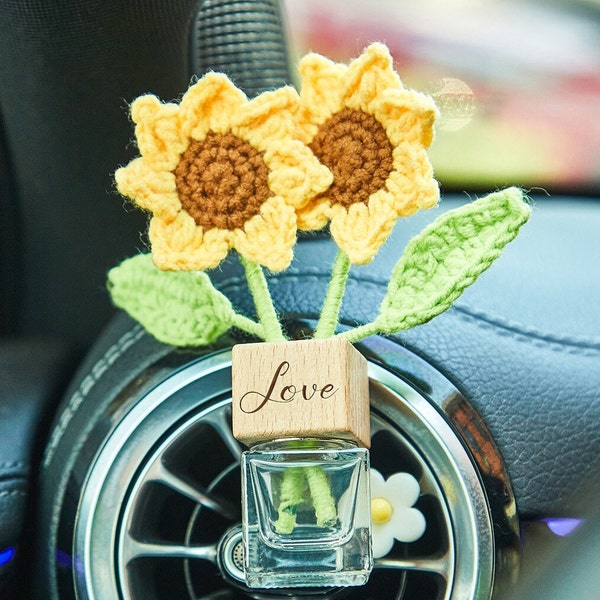 Zonnebloem Parfum Fles Ornament Auto Luchtverfrisser Auto Accessoire Home Decor Boho Auto Interieur Accessoire Voor Vrouwen Auto Cadeau Voor Liefhebbers