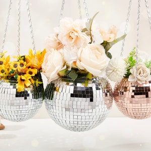 Hanging Wall Planter Hanging Disco Ball Indoor Disco Ball Planter Glitter Ball Flower Pot Unique Gift for Mum Party Favors Mother's Day Gift