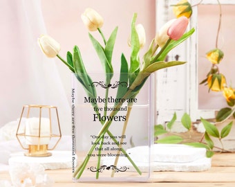 Book Shaped Flower Vase Blooming Acrylic Book Vase Book Themed Decor Custom Flower Vase for Book and Flower Lovers Home Decor Gift Mom,Wife