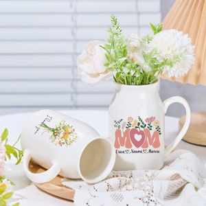 Birth Month Flowers Gift For Mom Personalised Mother's Day Jug Grandmas Garden Flower Vase Ceramic Vase Grandparents Gift Mothers Day Gift image 5