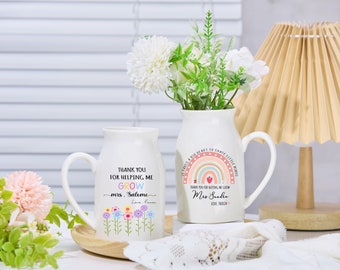 Personalized Teacher Flower Vase Ceramic Plant Pot Custom Flower Pot Teacher Vase End Term Gift Thank You Gift For Teacher Appreciation Gift