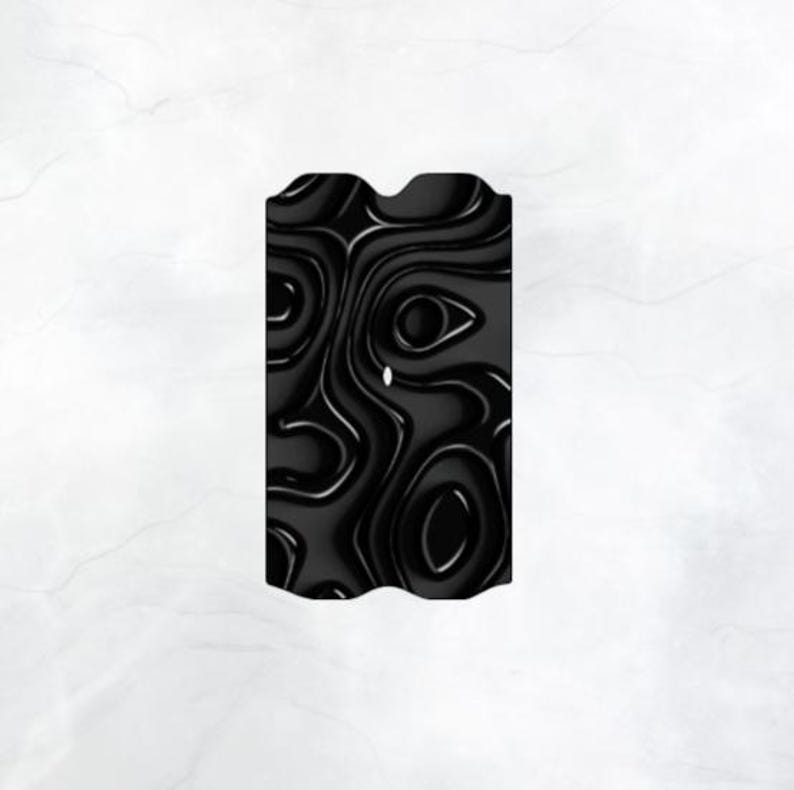 May include: Black and white abstract pattern with a wavy, liquid-like design. The pattern is reminiscent of swirling smoke or water.