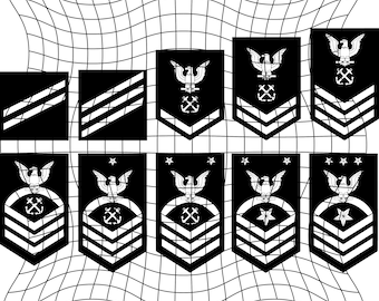 U.S. Navy Enlisted Rank Bundle - SA - SN - PO3 - PO2 - PO1 - CPo - SCPo - MCPo - Svg, Png Works on Laser, Cricut or CnC