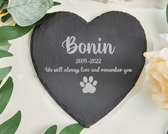 Custom Pet Memorial Stone, Personalized Engrave Dog Cat Memorial Plaque, Pet Grave Stone, Engraved Heart Rock with Pets Name, Pet Loss Gift