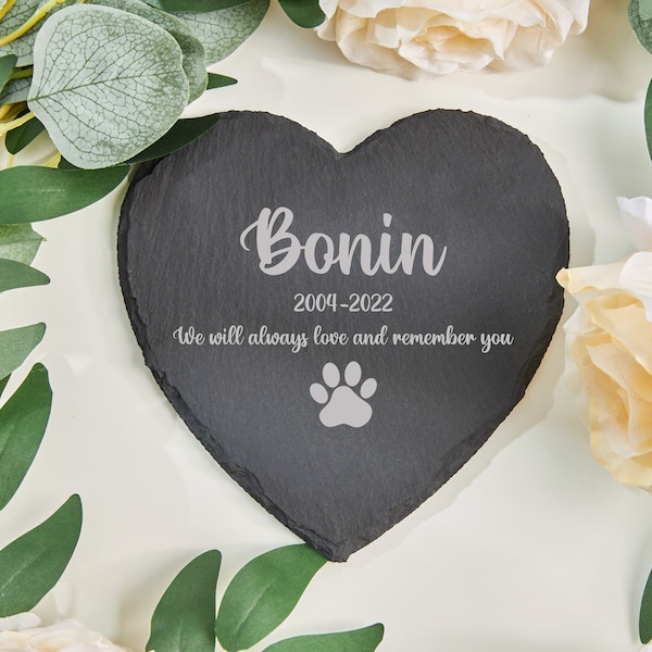 Custom Pet Memorial Stone, Personalized Engrave Dog Cat Memorial Plaque, Pet Grave Stone, Engraved Heart Rock with Pets Name, Pet Loss Gift