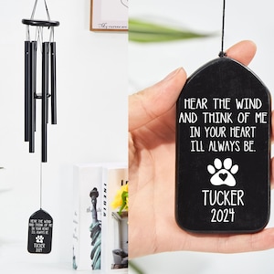 Personalized Wind Chimes, Pet Memorial Wind Chimes, Pet Loss Gift,Sympathy Wind Chime, Bereavement Gift, Cat Memorial ,Loss of Pet Gifts image 1