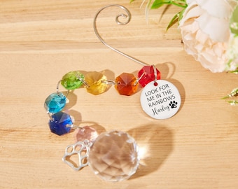 Rainbow bridge pet, sun catcher, pet memorial gifts, personalized name, dog,cat,pet remembrance gifts, dog sympathy gift, Pet Grave Markers