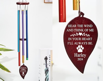 Custom Memorial Wind Chimes, Pet Sympathy Gifts, Dog Memorial Gifts,pet remembrance gift, in memory of gift,Personalized Gifts for friends